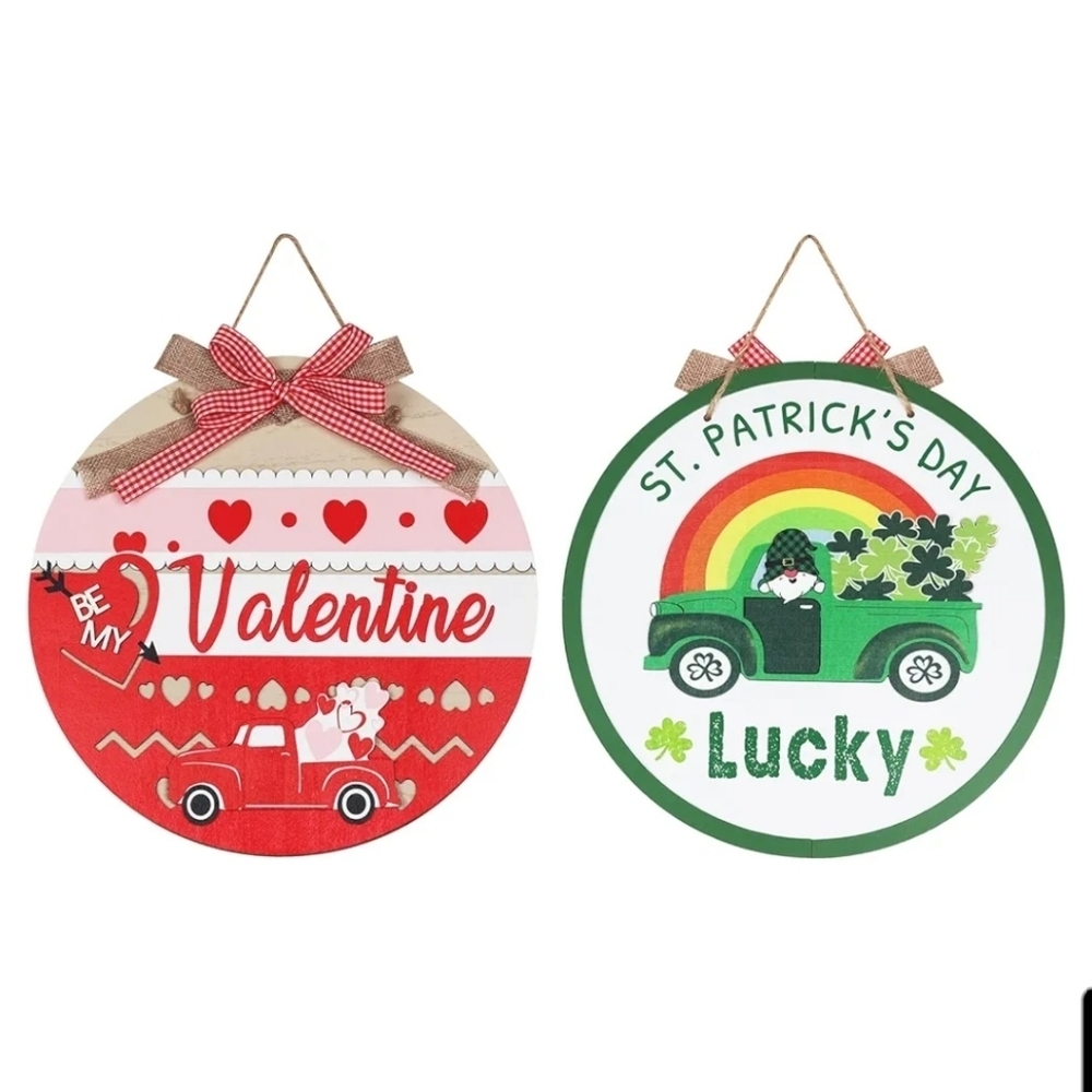 MEETYAMOR Valentines & St Patricks Day 2 Sided Hanging Decor For Front Door